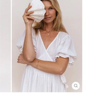 Daughters Of India Uma Maxi Dress XS White Cotton NWOT